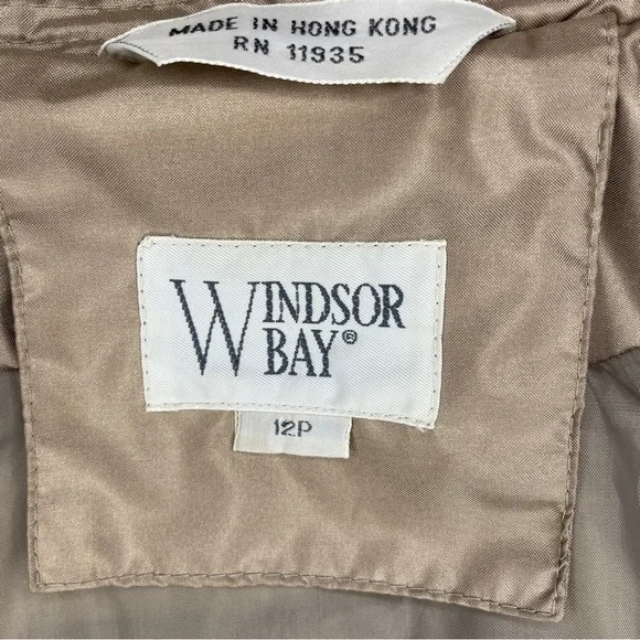 Vintage 80s Windsor Bay Belted Balloon Sleeve Trench Coat - Iridescent Champagne - Picture 4 of 16